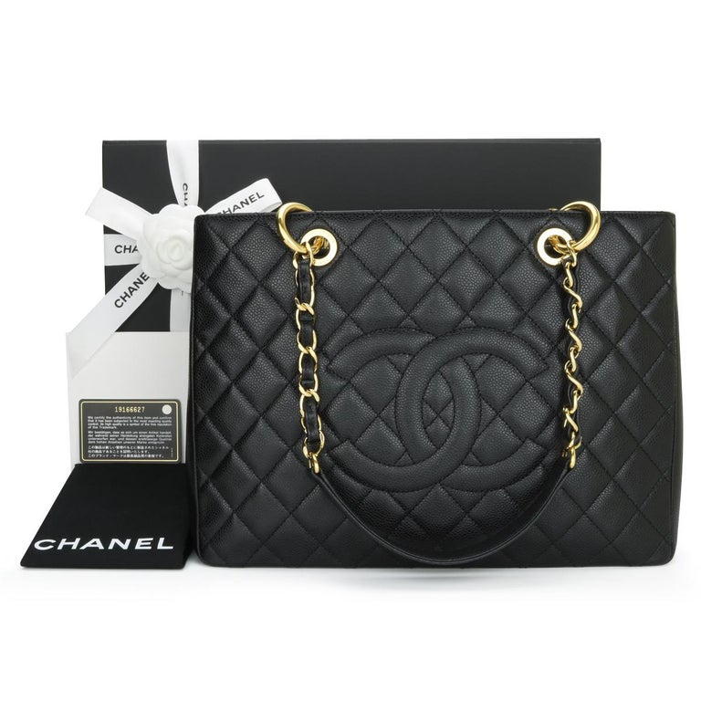 CHANEL Grand Shopping Tote (GST) Bag Black Caviar with Gold Hardware