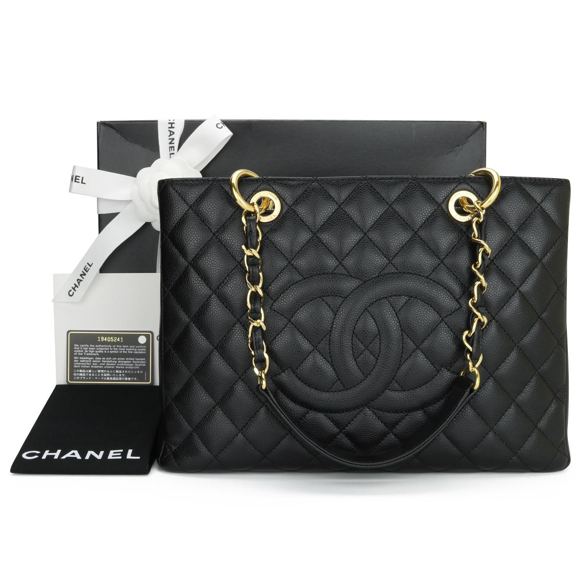 CHANEL Grand Shopping Tote (GST) Black Caviar with Gold Hardware 2015.

This bag is in excellent condition, the bag still holds its shape well, and the hardware is still very shiny.
As Chanel has discontinued the Grand Shopping Tote (GST), it is now