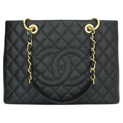 CHANEL Grand Shopping Tote (GST) Bag Black Caviar with Gold Hardware 2015