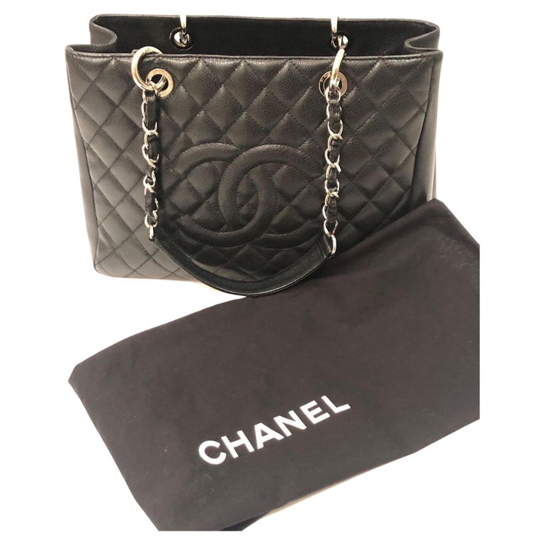 CHANEL Grand Shopping Tote GST Bag Black Caviar with Silver Hardware