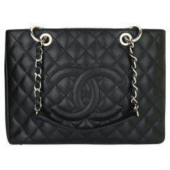 CHANEL Grand Shopping Tote (GST) Bag Black Caviar with Silver Hardware 2011