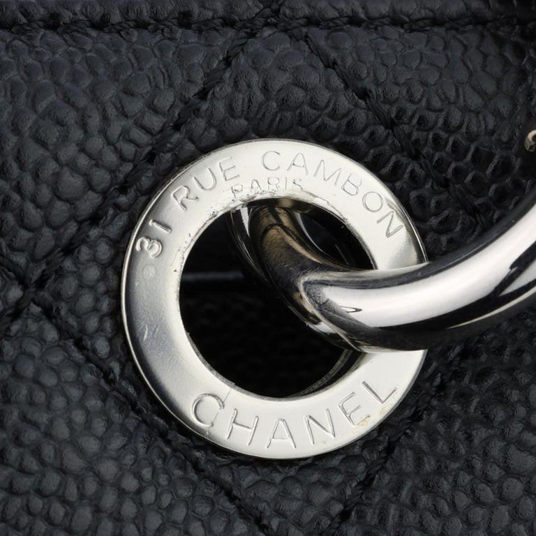CHANEL Grand Shopping Tote (GST) Bag Black Caviar with Silver Hardware 2012 For Sale 8