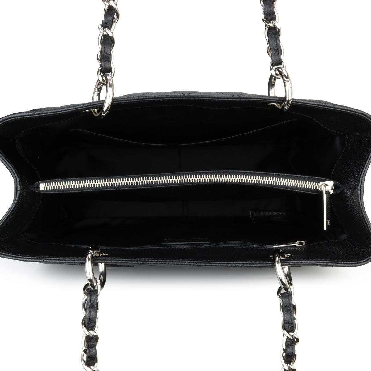 CHANEL Grand Shopping Tote (GST) Bag Black Caviar with Silver Hardware 2012 For Sale 8