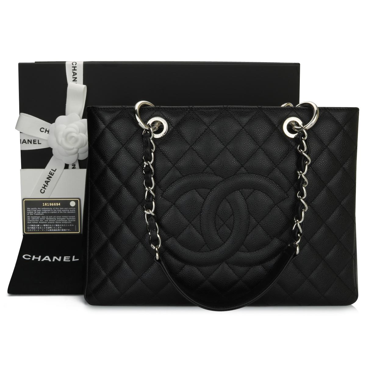 CHANEL Grand Shopping Tote (GST) Bag Black Caviar with Silver Hardware 2012 13