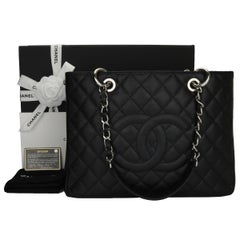 CHANEL Grand Shopping Tote (GST) Bag Black Caviar with Silver Hardware 2012