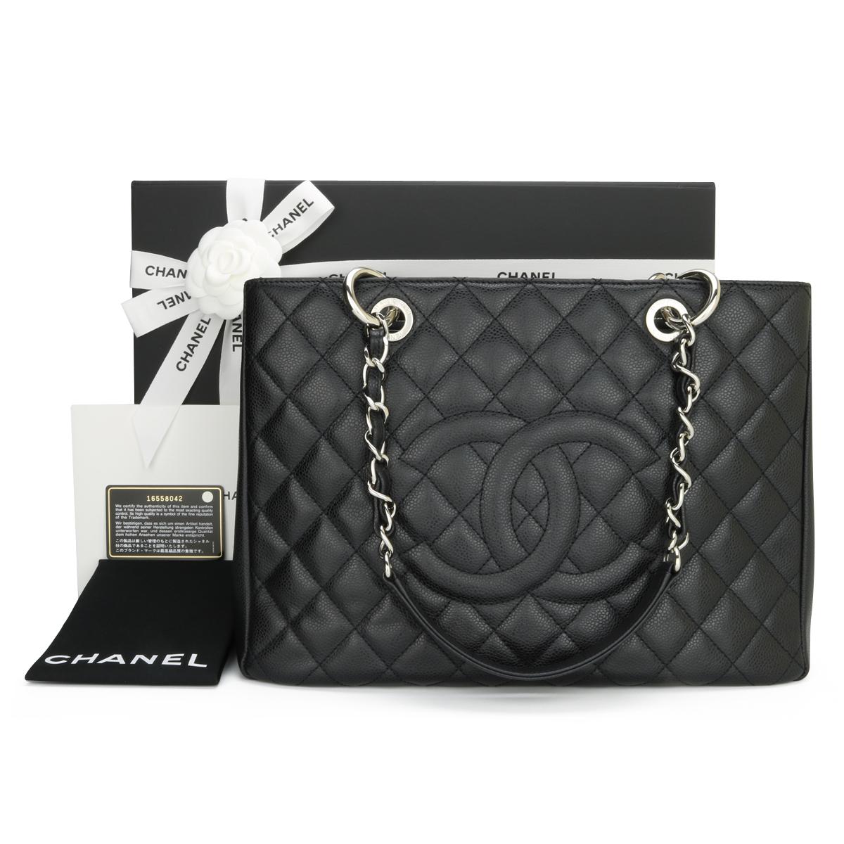 CHANEL Grand Shopping Tote (GST) Bag Black Caviar with Silver Hardware ...