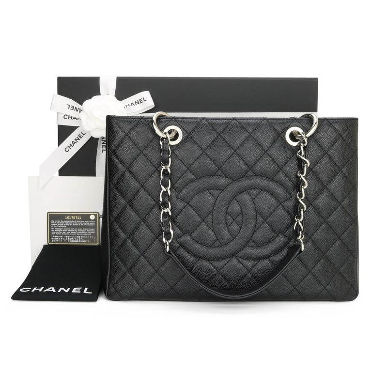 Chanel Grand Shopping Tote GST, Black Caviar with Silver Hardware, Preowned  in Dustbag WA001