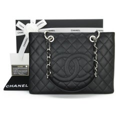 CHANEL Grand Shopping Tote (GST) Bag Black Caviar with Silver Hardware 2012