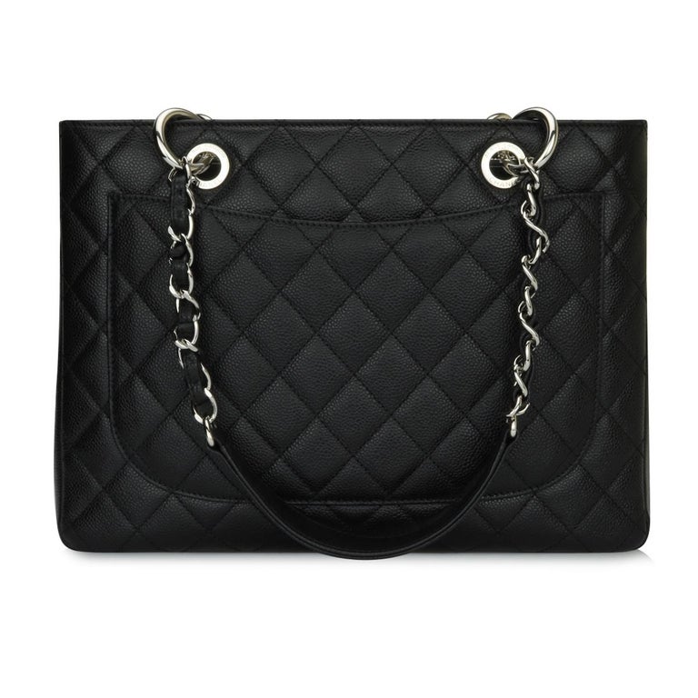 CHANEL Grand Shopping Tote (GST) Bag Black Caviar with Silver Hardware