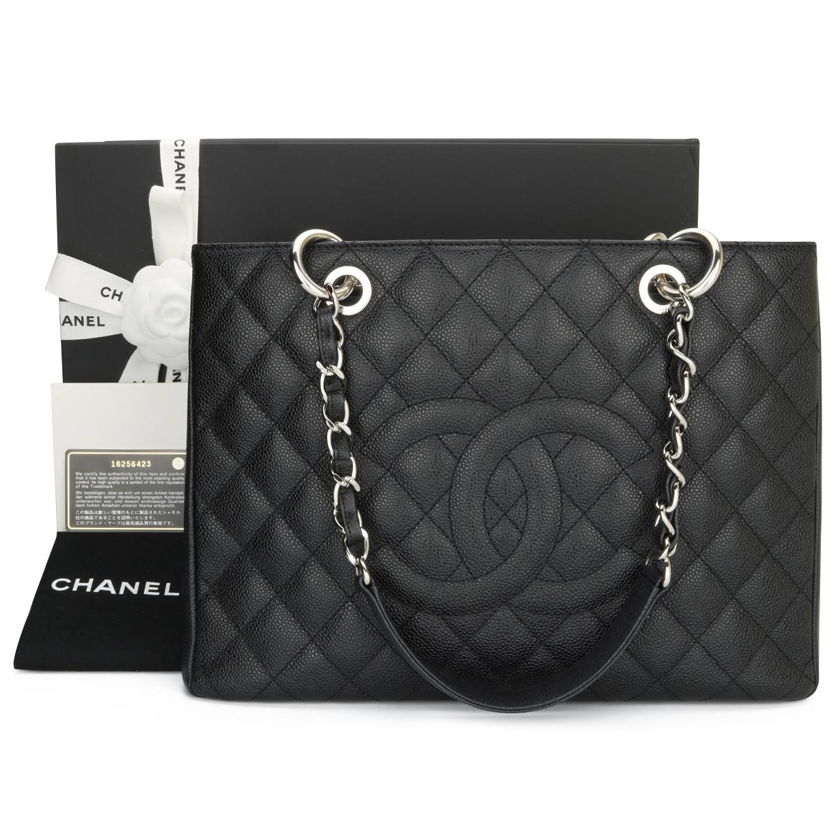 CHANEL Grand Shopping Tote (GST) Black Caviar with Silver Hardware 2012.

This bag is in excellent-mint condition, the bag still holds its original shape, and the hardware is still very shiny.

As Chanel has discontinued the Grand Shopping Tote