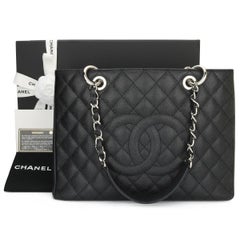 CHANEL Grand Shopping Tote (GST) Bag Black Caviar with Silver Hardware 2012