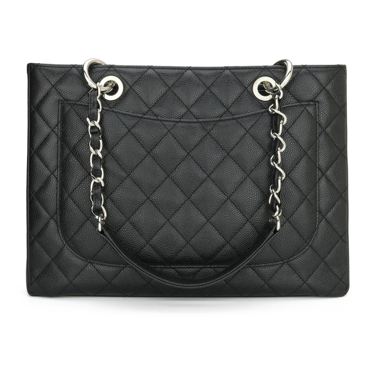 CHANEL Grand Shopping Tote (GST) Bag Black Caviar with Silver Hardware ...