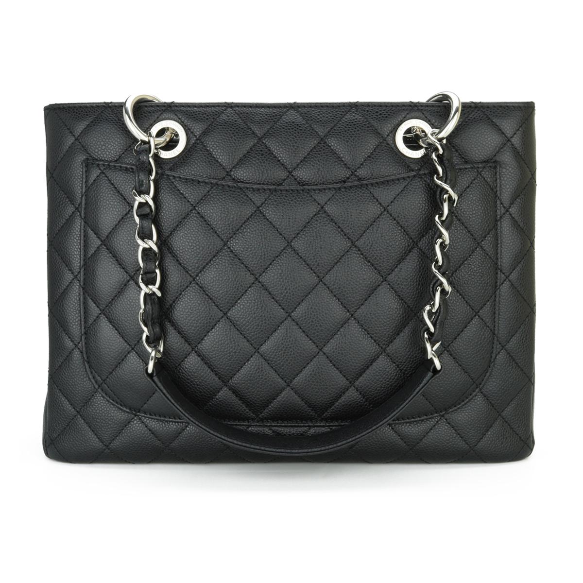 CHANEL Grand Shopping Tote (GST) Bag Black Caviar with Silver Hardware 2012 In Excellent Condition For Sale In Huddersfield, GB
