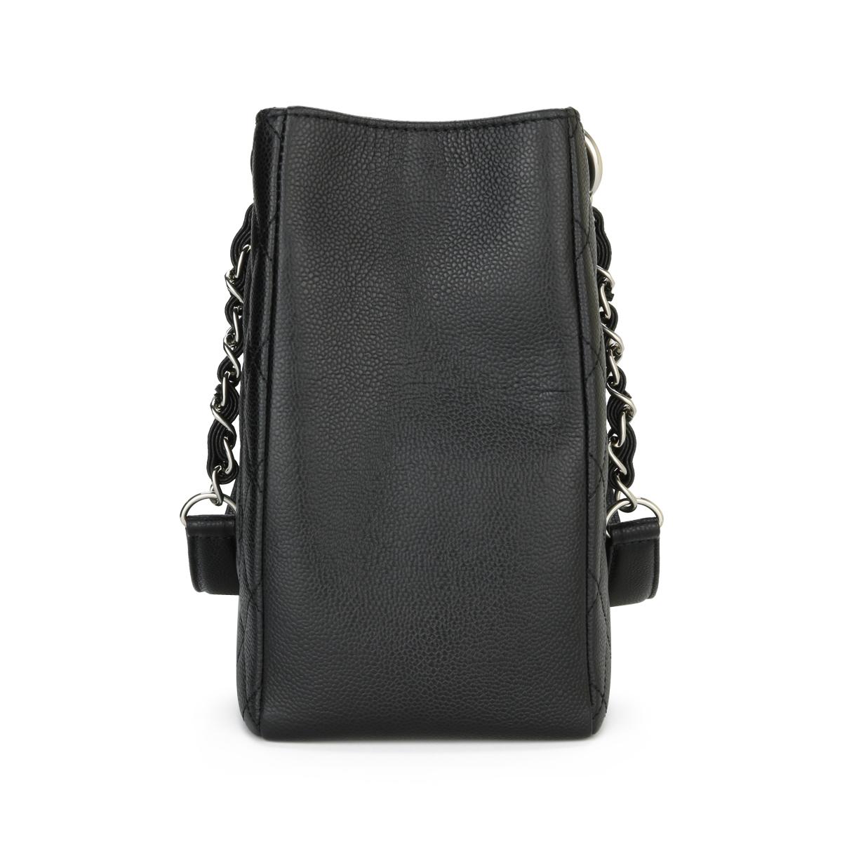 Women's or Men's CHANEL Grand Shopping Tote (GST) Bag Black Caviar with Silver Hardware 2012 For Sale