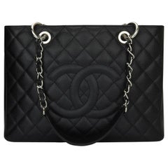 CHANEL Grand Shopping Tote (GST) Bag Black Caviar with Silver Hardware 2012