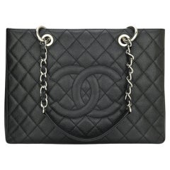 CHANEL Grand Shopping Tote (GST) Bag Black Caviar with Silver Hardware 2012