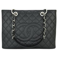 CHANEL Grand Shopping Tote (GST) Bag Black Caviar with Silver Hardware 2012
