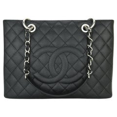 CHANEL Borsa Grand Shopping Tote (GST) Caviale nero con finiture in argento 2012