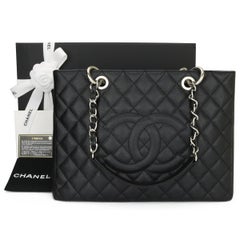 CHANEL Grand Shopping Tote (GST) Bag Black Caviar with Silver Hardware 2013