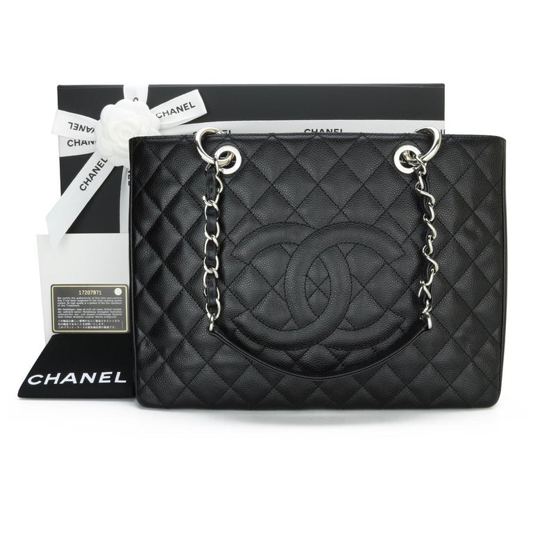 CHANEL Grand Shopping Tote (GST) Bag Black Caviar with Silver Hardware 2013
