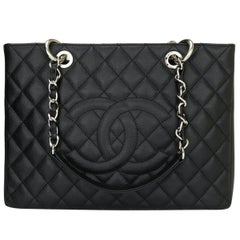 CHANEL Grand Shopping Tote (GST) Bag Black Caviar with Silver Hardware 2013