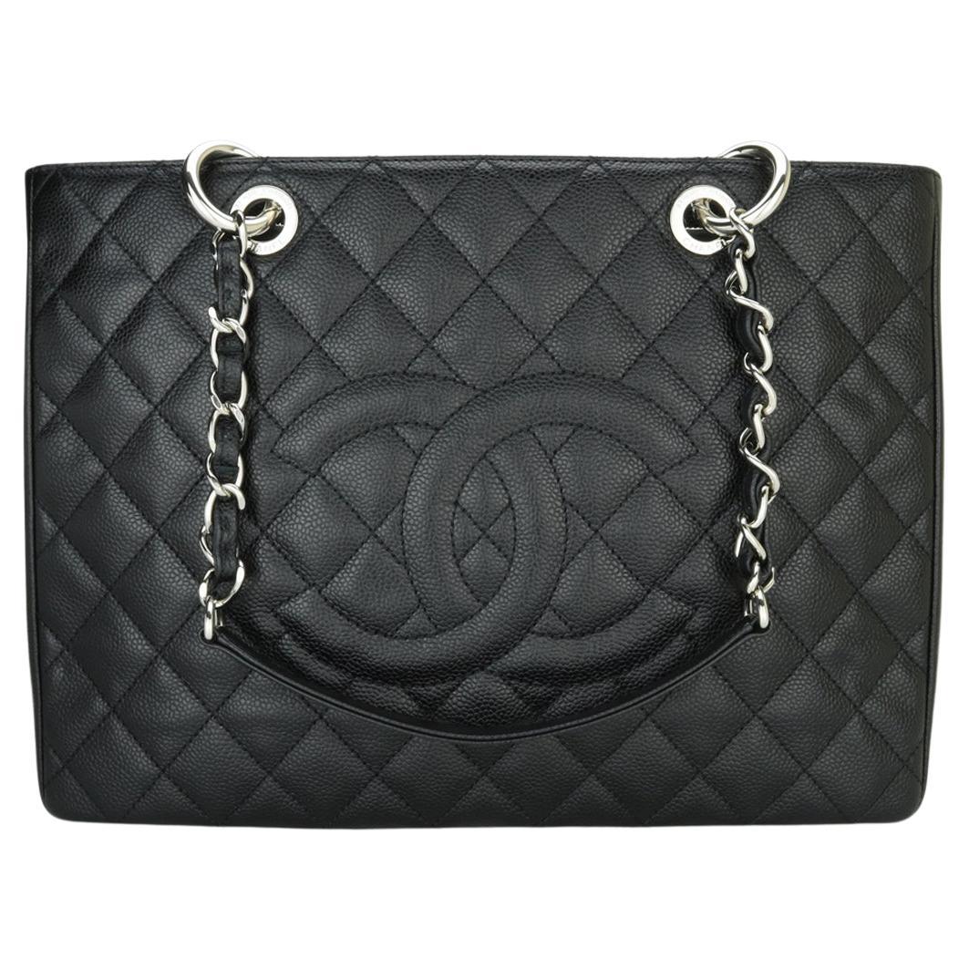 CHANEL Grand Shopping Tote (GST) Bag Black Caviar with Silver Hardware 2013