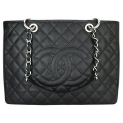 CHANEL Grand Shopping Tote (GST) Tasche in Schwarz und Kaviar mit Silberbeschlägen 2013