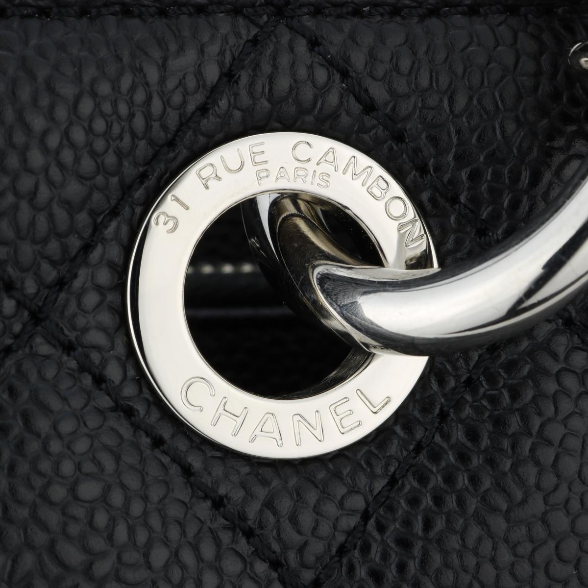 CHANEL Grand Shopping Tote (GST) Bag Black Caviar with Silver Hardware 2014 For Sale 7