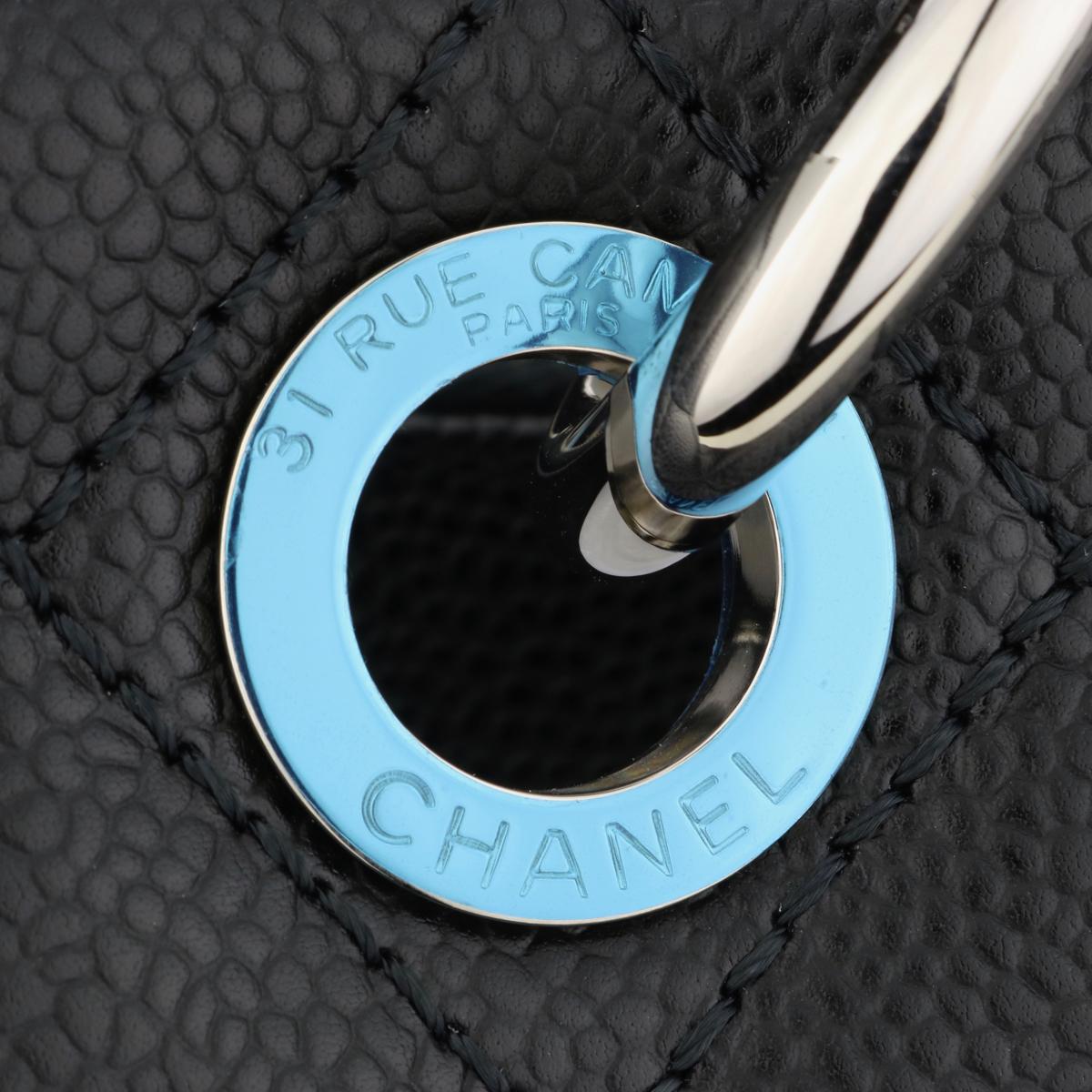 CHANEL Borsa Grand Shopping Tote (GST) Caviale nero con finiture in argento 2014 in vendita 6