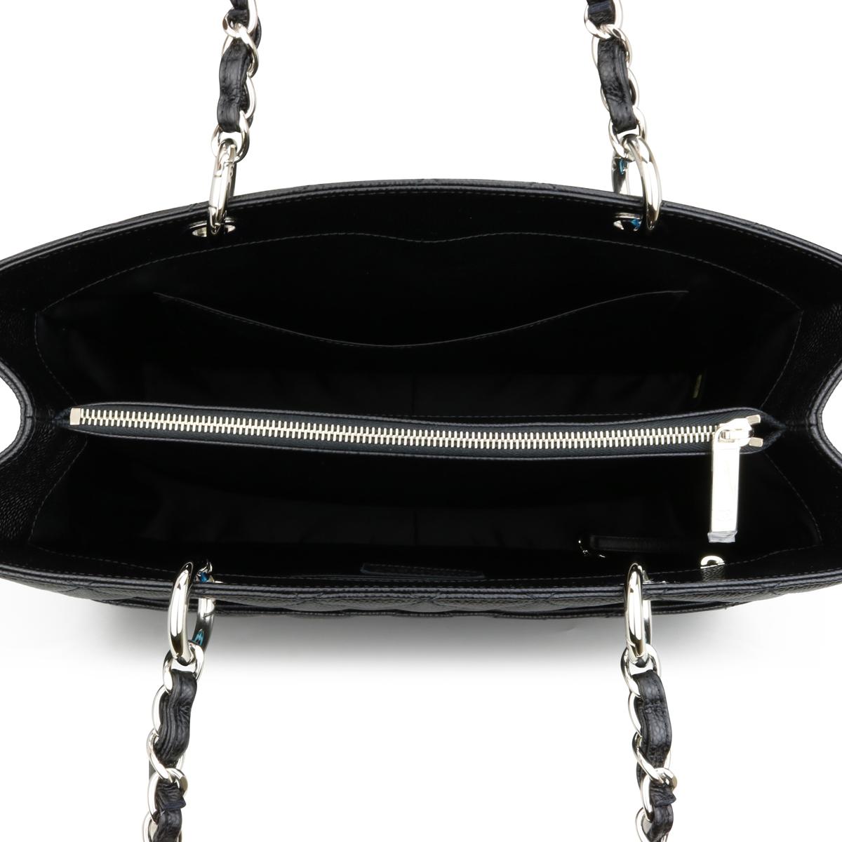 CHANEL Borsa Grand Shopping Tote (GST) Caviale nero con finiture in argento 2014 in vendita 7