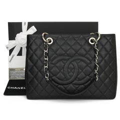 CHANEL Grand Shopping Tote (GST) Bag Black Caviar with Silver Hardware 2014
