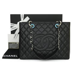 CHANEL Grand Shopping Tote (GST) Bag Black Caviar with Silver Hardware 2014