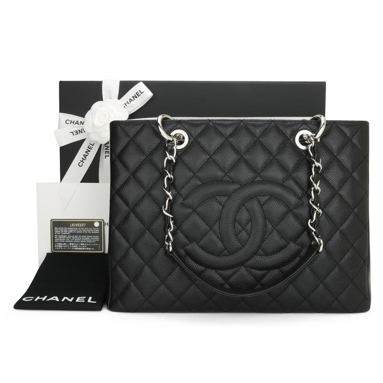 CHANEL Grand Shopping Tote (GST) Bag Black Caviar with Silver