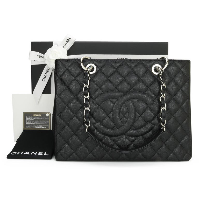 CHANEL Grand Shopping Tote (GST) Bag Black Caviar with Silver Hardware ...