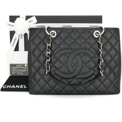 CHANEL Grand Shopping Tote (GST) Bag Black Caviar with Silver Hardware 2014