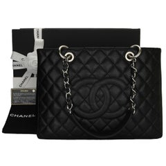 CHANEL Grand Shopping Tote (GST) Bag Black Caviar with Silver Hardware 2014