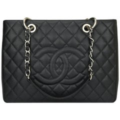 chanel gst silver hardware CHANEL Grand Shopping Tote (GST) Bag Black Caviar with Silver Hardware 2014
