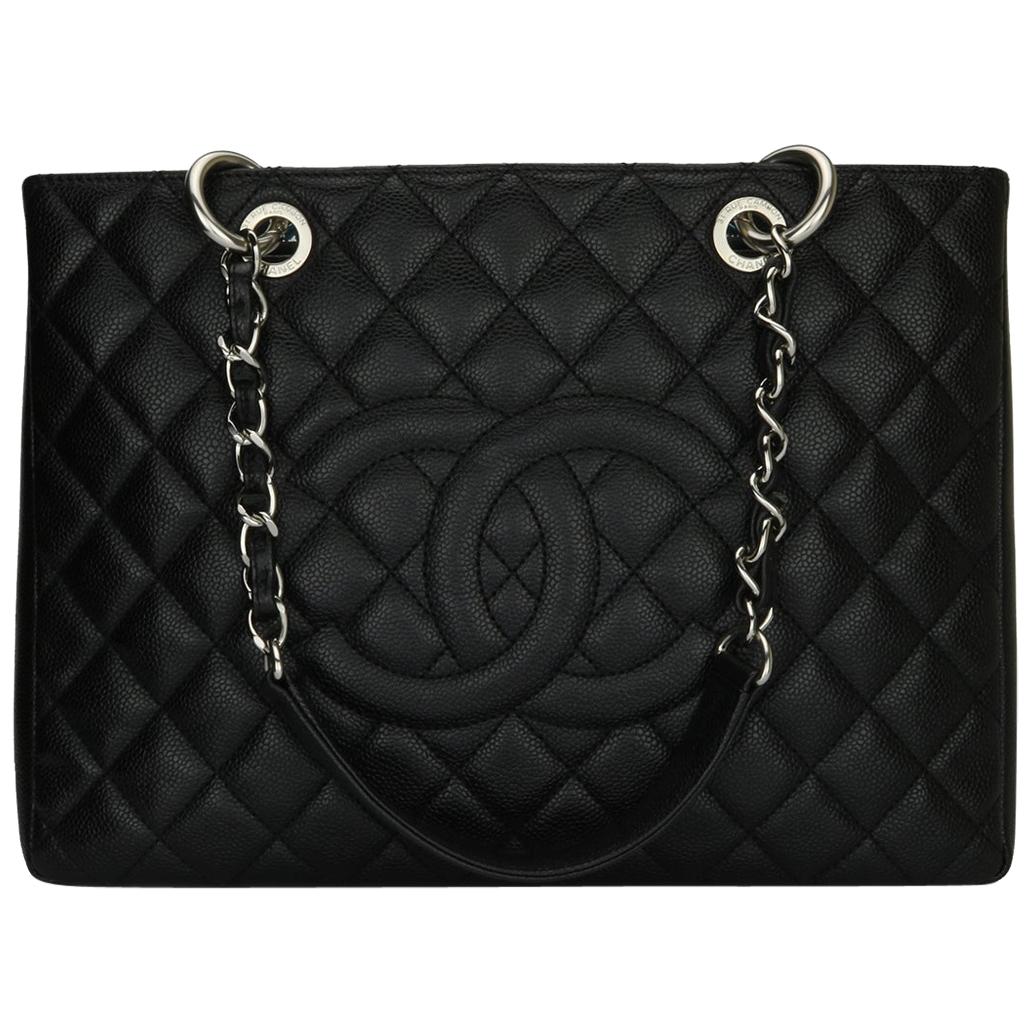 CHANEL Grand Shopping Tote (GST) Bag Black Caviar with Silver Hardware 2014