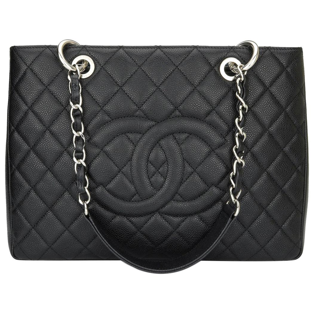 CHANEL Grand Shopping Tote (GST) Bag Black Caviar with Silver Hardware 2014