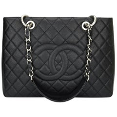CHANEL Grand Shopping Tote (GST) Bag Black Caviar with Silver Hardware 2014