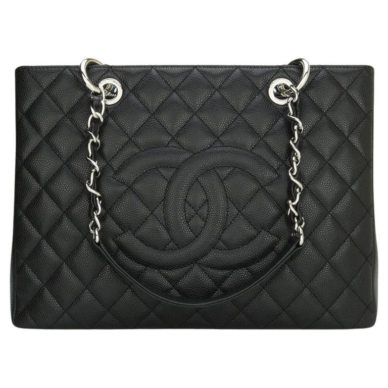 CHANEL Grand Shopping Tote (GST) Bag Black Caviar with Silver Hardware 2014  at 1stDibs