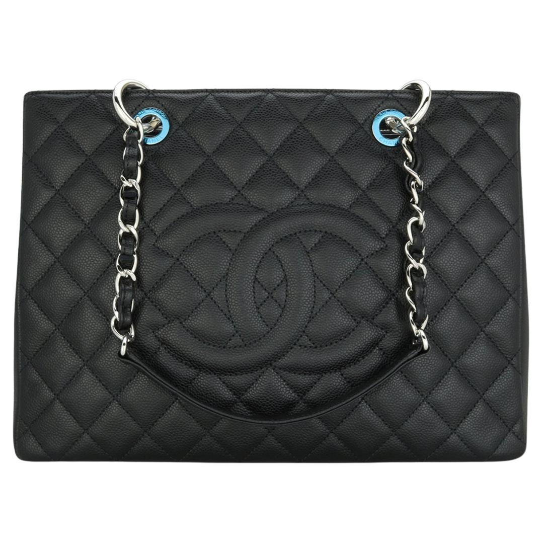 CHANEL Grand Shopping Tote (GST) Bag Black Caviar with Silver Hardware 2014