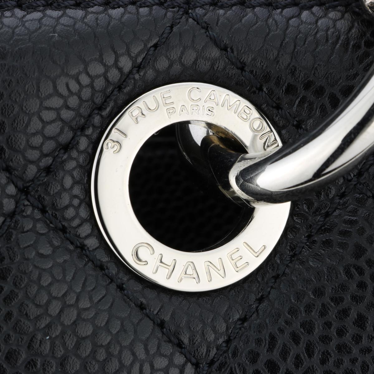 CHANEL Grand Shopping Tote (GST) Bag Black Caviar with Silver Hardware 2015 For Sale 7