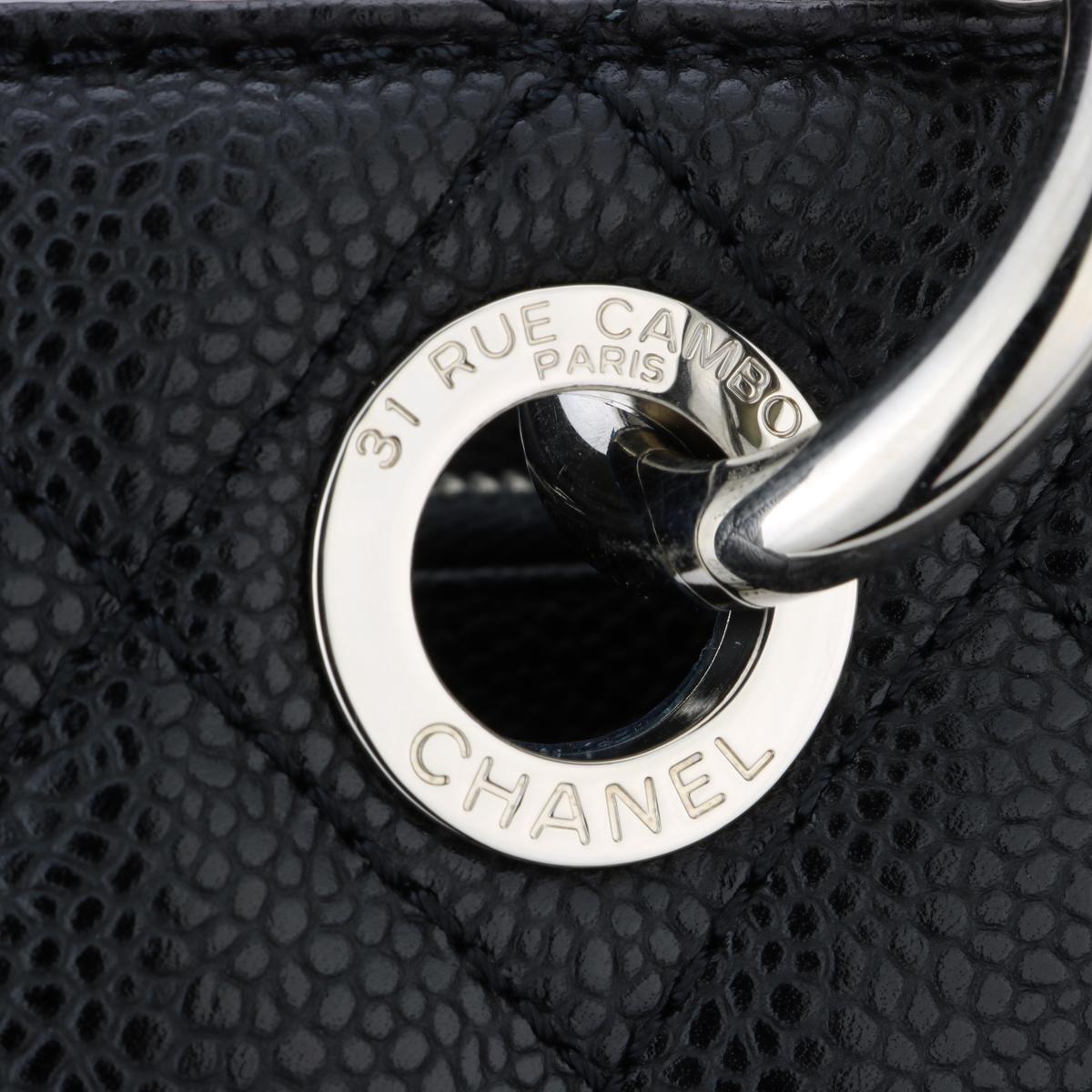 Fourre-tout CHANEL Grand Shopping Tote (GST) Caviar noir avec quincaillerie argentée 2015 en vente 7