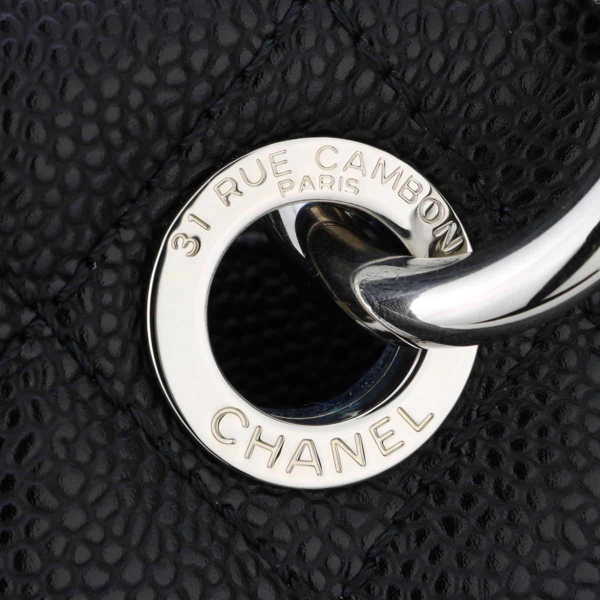 CHANEL Grand Shopping Tote (GST) Bag Black Caviar with Silver Hardware 2015 For Sale 7