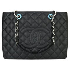 CHANEL Grand Shopping Tote (GST) Bag Black Caviar with Silver Hardware 2015
