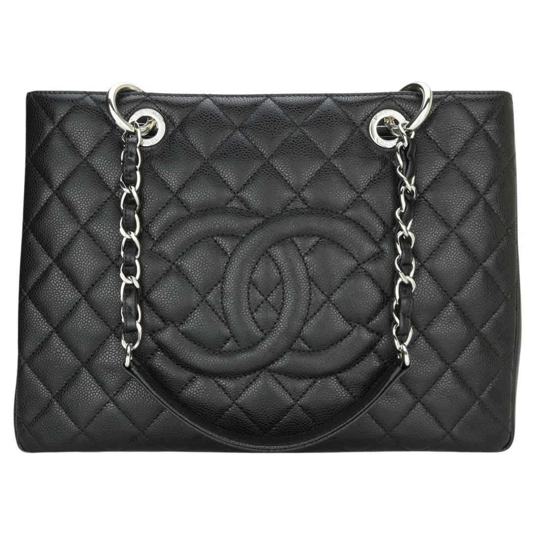 CHANEL Grand Shopping Tote (GST) Bag Black Caviar with Silver Hardware 2015