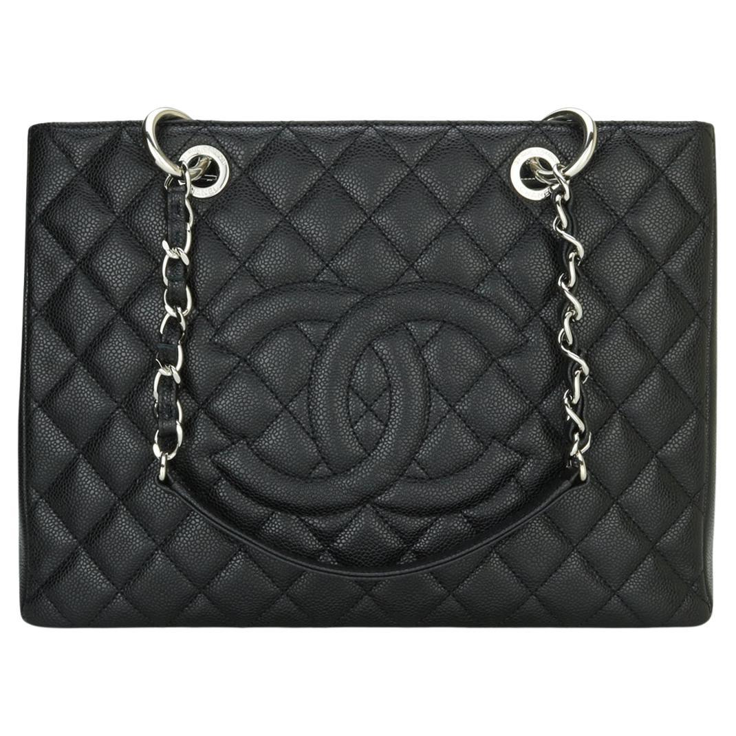 CHANEL Grand Shopping Tote (GST) Tasche in Schwarz und Kaviar mit silberner Hardware 2015