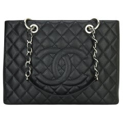 CHANEL Grand Shopping Tote (GST) Bag Black Caviar with Silver Hardware 2015