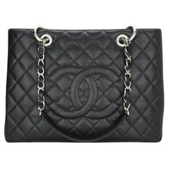 CHANEL Borsa Grand Shopping Tote (GST) Caviale nero con finiture in argento 2015